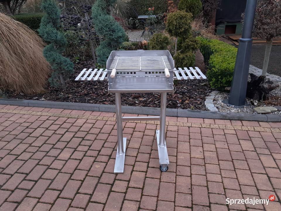 Grill ogrodowy nierdzewny na 2 tacki blacha 4mm Damasławek