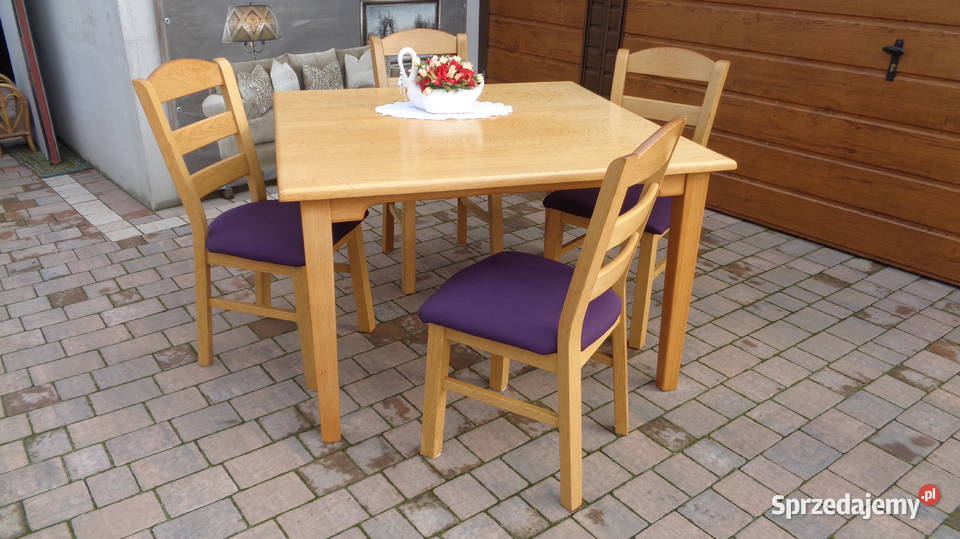 stół dębowy i 4 dębowe krzesła Mielnica Duża