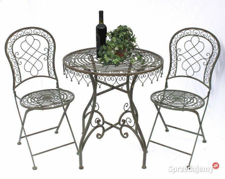 Żeliwny zestaw ogrodowy antyczny vintage stół +2 krzesła