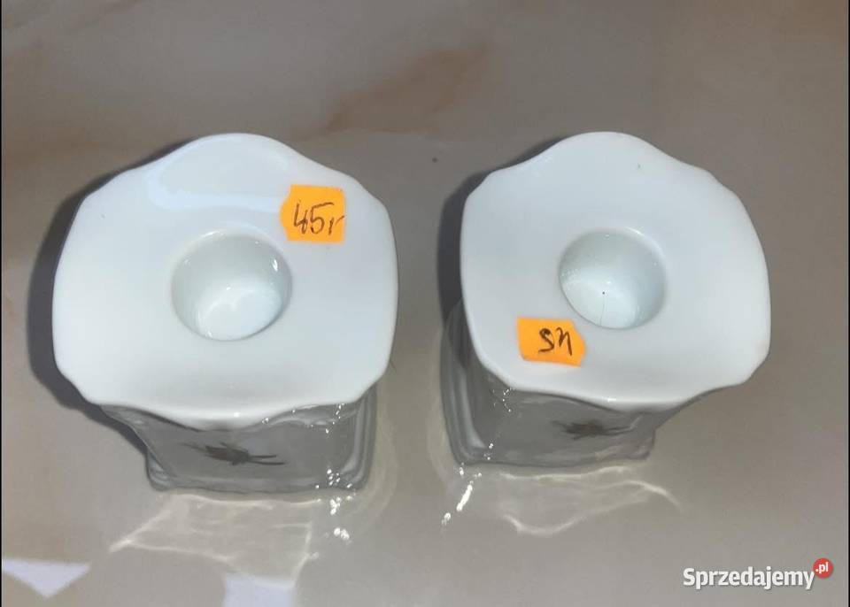 Świecznik Biała porcelana z różyczką Gdańsk