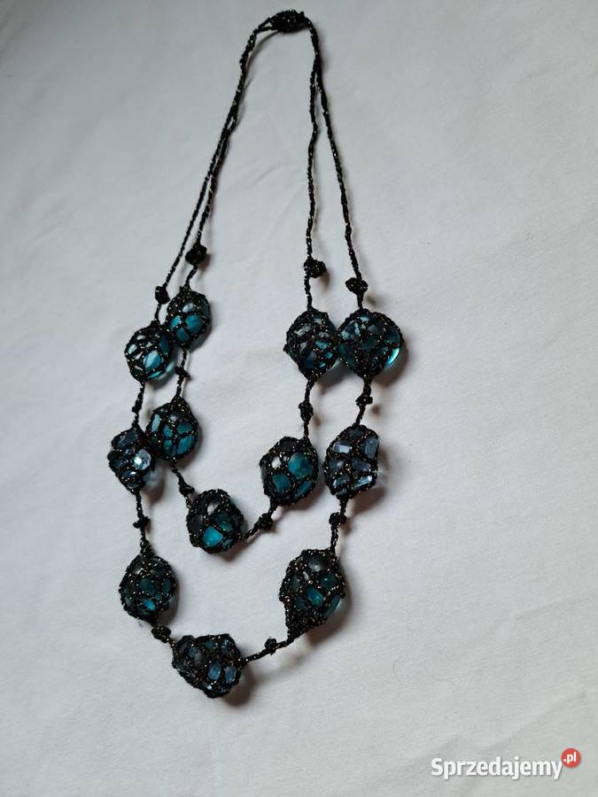 Naszyjnik handmade z kamieniami na podwójnym