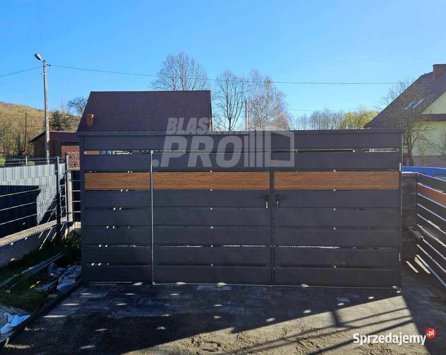 Wiata śmietnikowa 4x21m Antracyt jasny orzech śląskie Częstochowa
