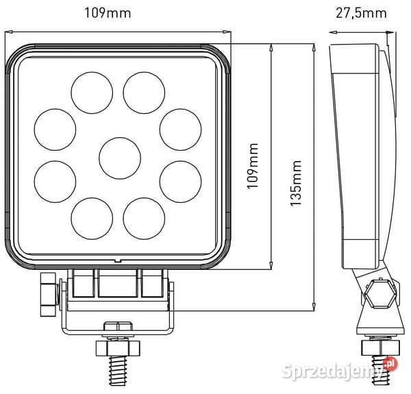 Lampa robocza LED kwadratowa 27W 1800 lm 1030V małopolskie Kamionna