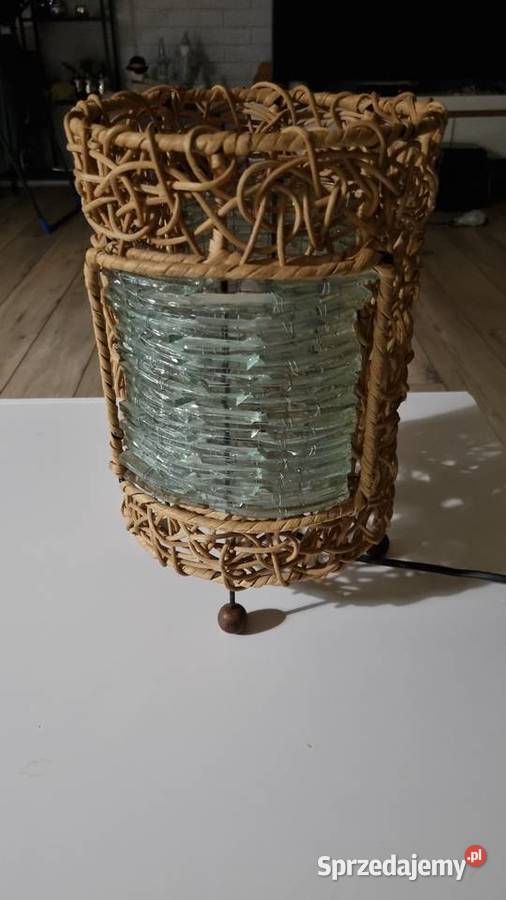 Lampa Stołowa Z Wikliny Vintage