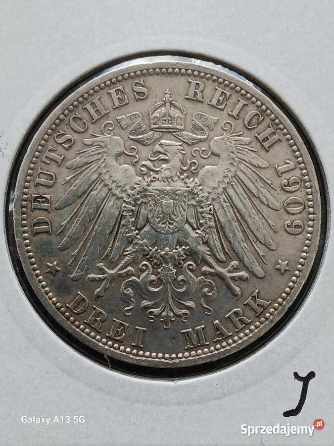 3 Marki Prusy 1909 rWilhelm II menA Konin