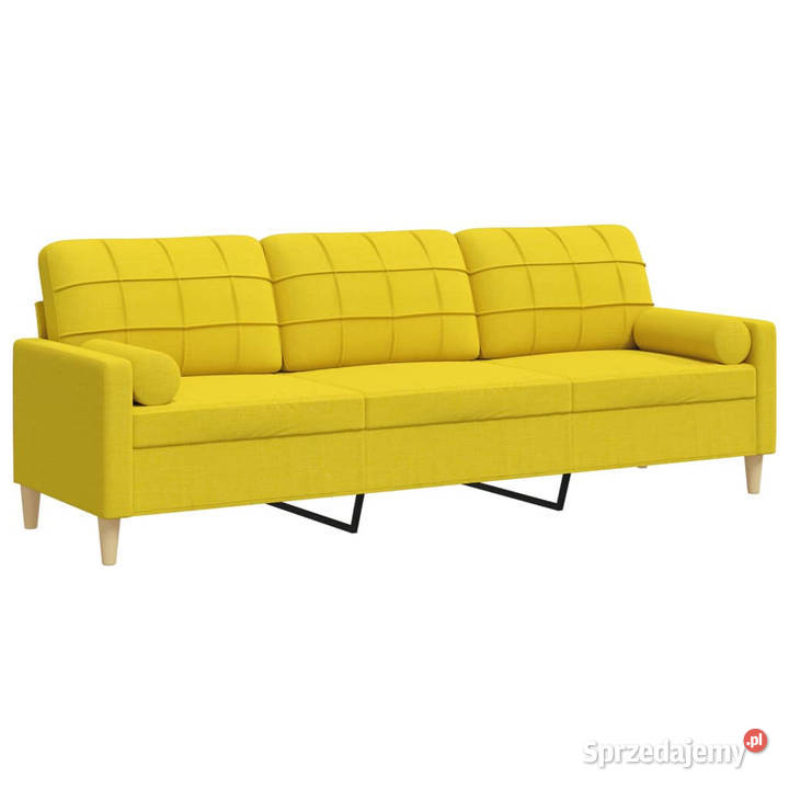 3osobowa sofa z poduszkami jasnożółta 210 obita Warszawa