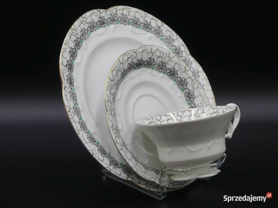 Urokliwe trio Tułowice Tillowitz 1928 45 piękne Porcelana i szkło Poznań