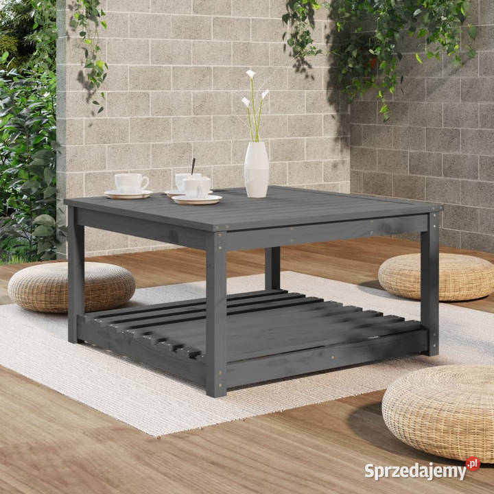 Stolik ogrodowy szary 825x825x45 lite drewno mazowieckie