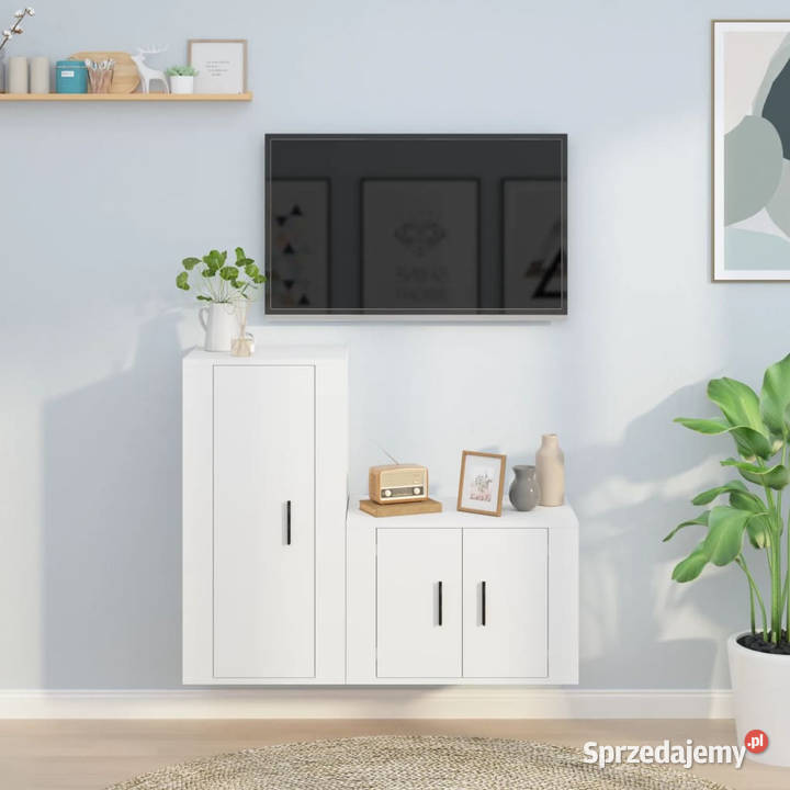 2cz zestaw szafek TV biały materiał mazowieckie Warszawa