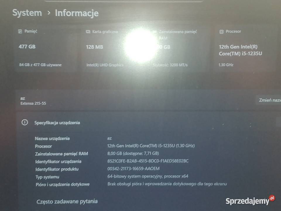 Laptop Acer nowy bez śladów użytkowania Radomyśl nad Sanem sprzedam