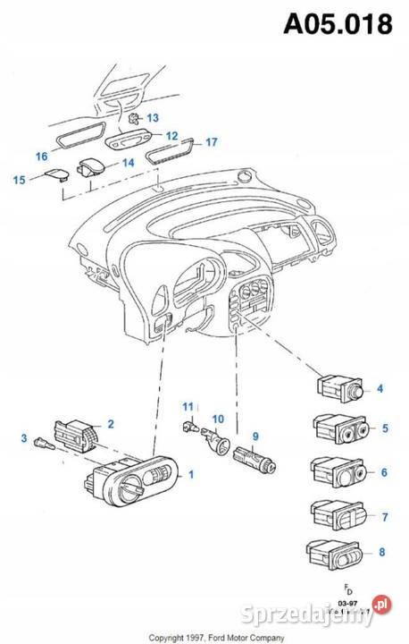 PANEL PRZYCISK SZYBY LEWY PRZÓD FORD GALAXY 9400 sprzedam