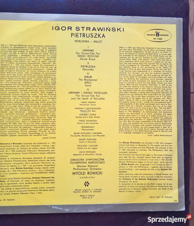 Płyty Winylowe Strawinsky Petrushka Ballet Wrocław sprzedam