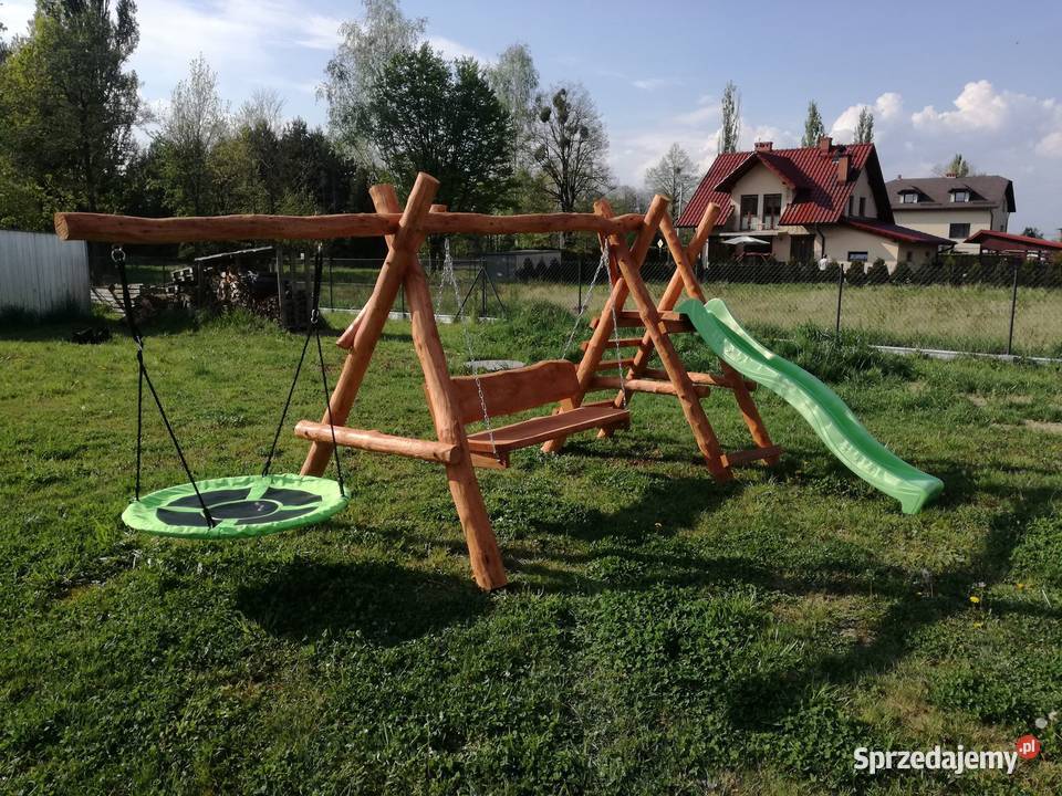 Plac zabaw solidny lite drewno grube bale śląskie Kozy