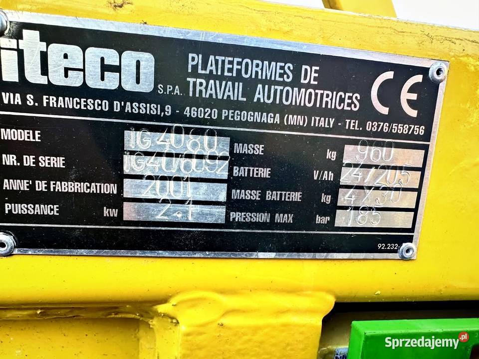 mała zwyżka podnośnik elektryczny ITECO IG 4080