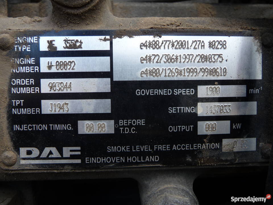 Silnik Daf XF95 480 euro3 kompletny netto Piaseczno