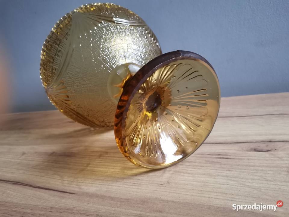 Stara nieużywana owocarka Girlandy szkło miodowe