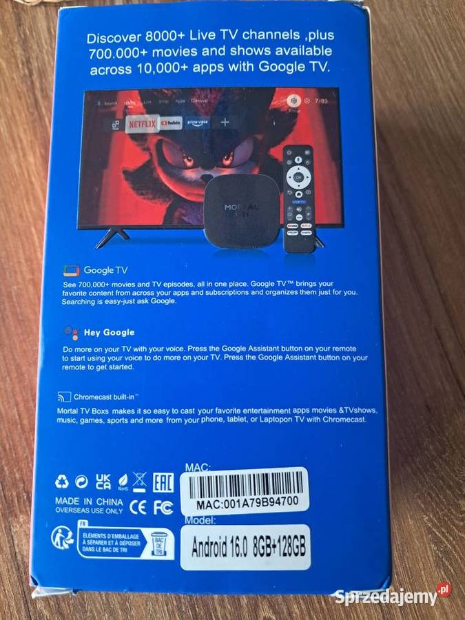 nowy smart TV mortal 8GB128GB android 16 brak