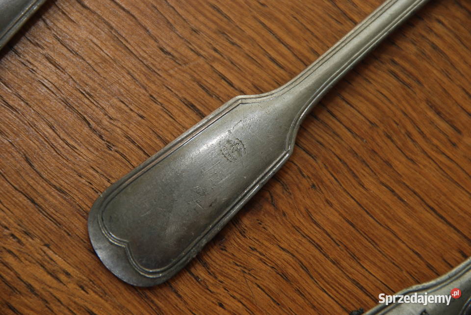 Biedermeier zestaw 3 dużych łyżek stal cynkowa Antyki mazowieckie Warszawa