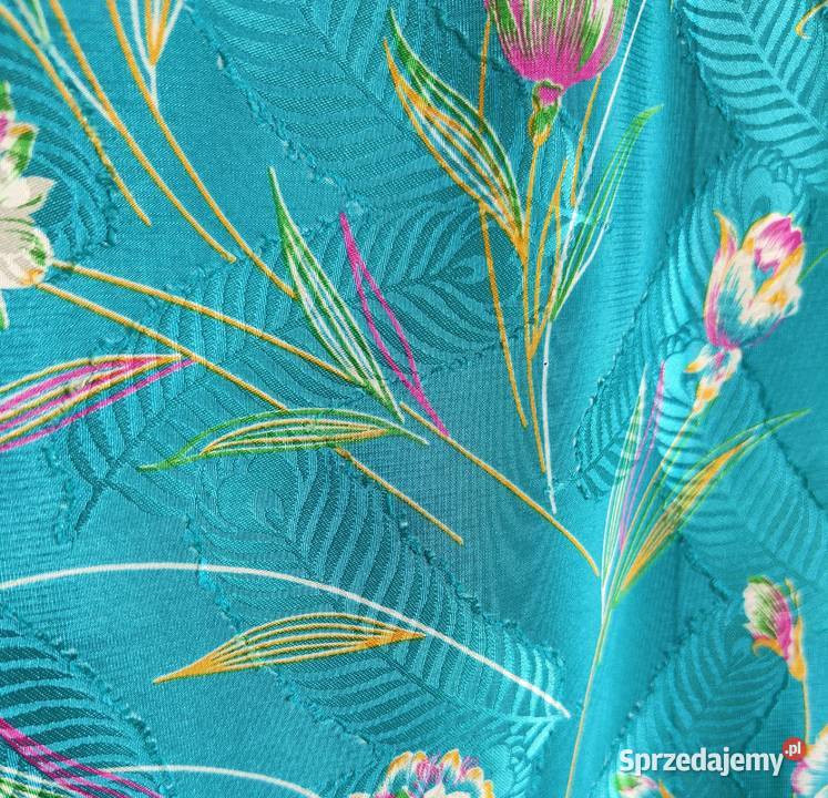 Vintage saree sari róż turkus kwiaty floral