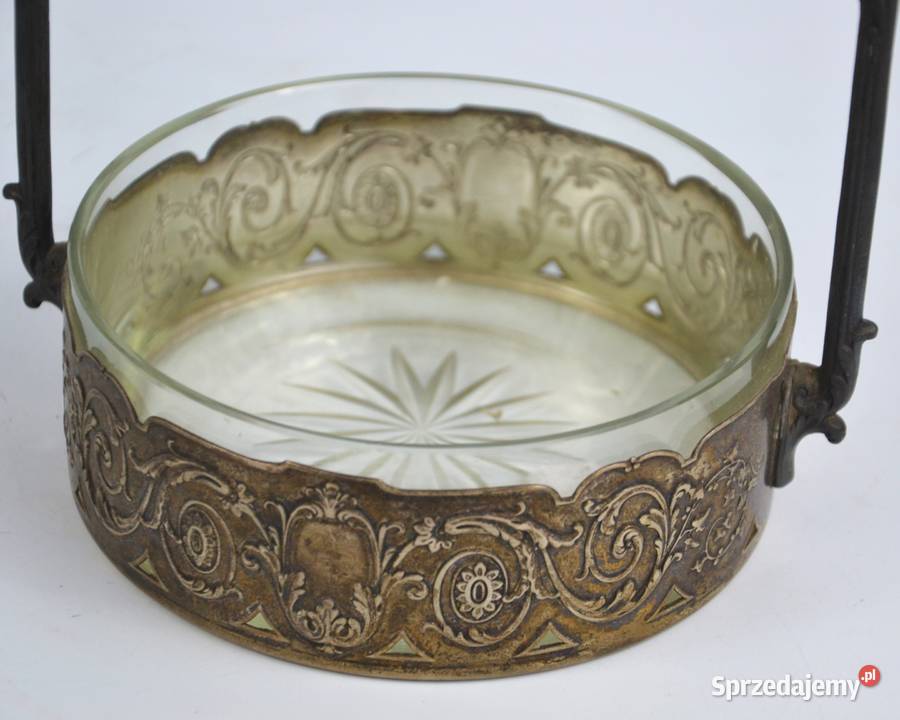 Cukiernica koszyk polski plater ze szklanym Bronisze