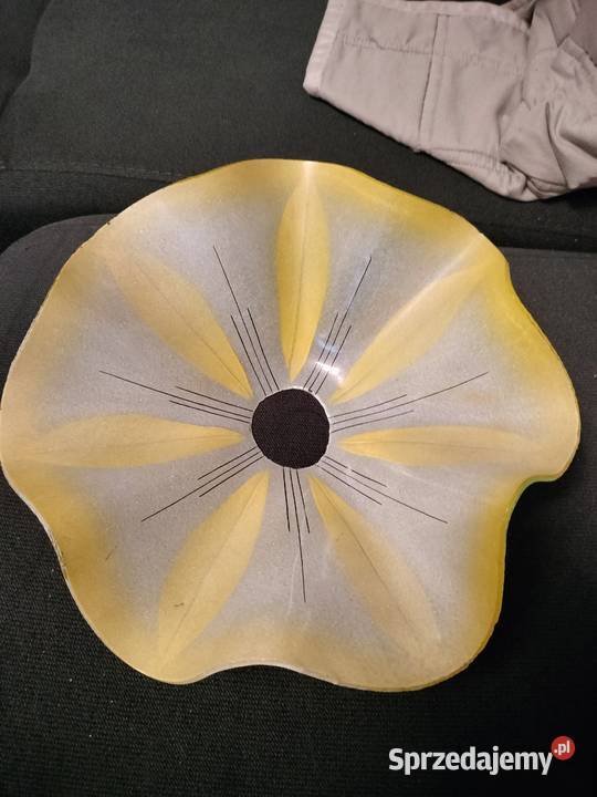 Szklany żółty klosz prl Porcelana i szkło Choszczno