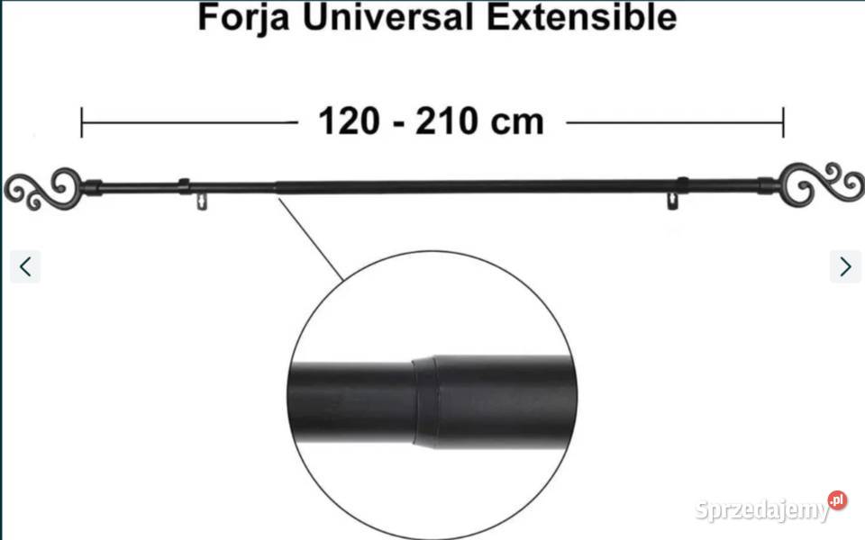 Nowy karnisz kuty czarny wysuwany 120210 Poraj