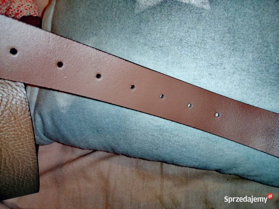 Nowy z metką SKÓRZANY brązowy pasek SKÓRA Skóra