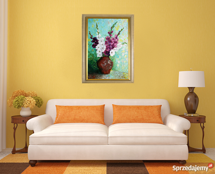 Obraz olejny Mieczyki wielokolorowy Lublin sprzedam