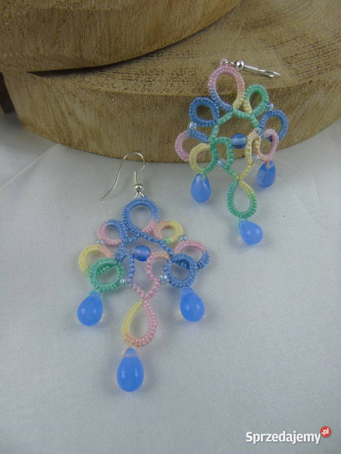Kolczyki frywolitkowe różne wzory i kolory Wiśniowa