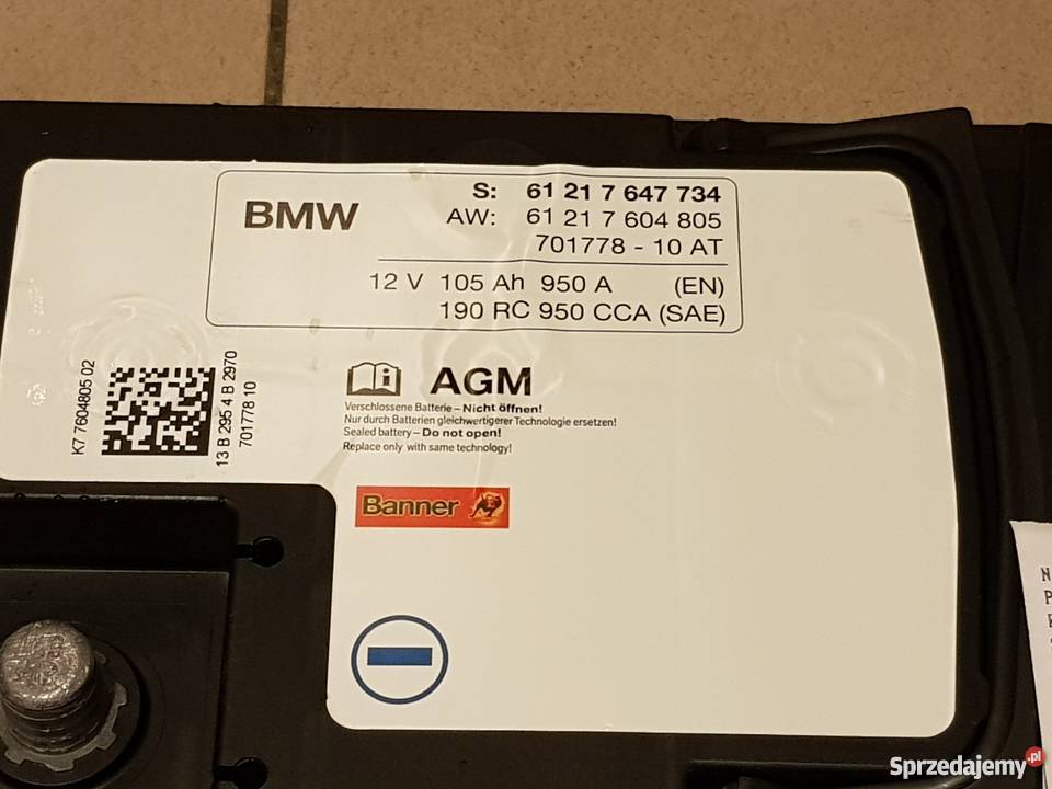 Akumulator BMW Banner AGM 105Ah 950A Oryginał Wrocław