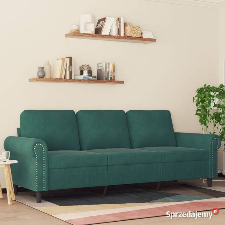 Sofa 3osobowa ciemnozielony 180 obita aksamitem Warszawa