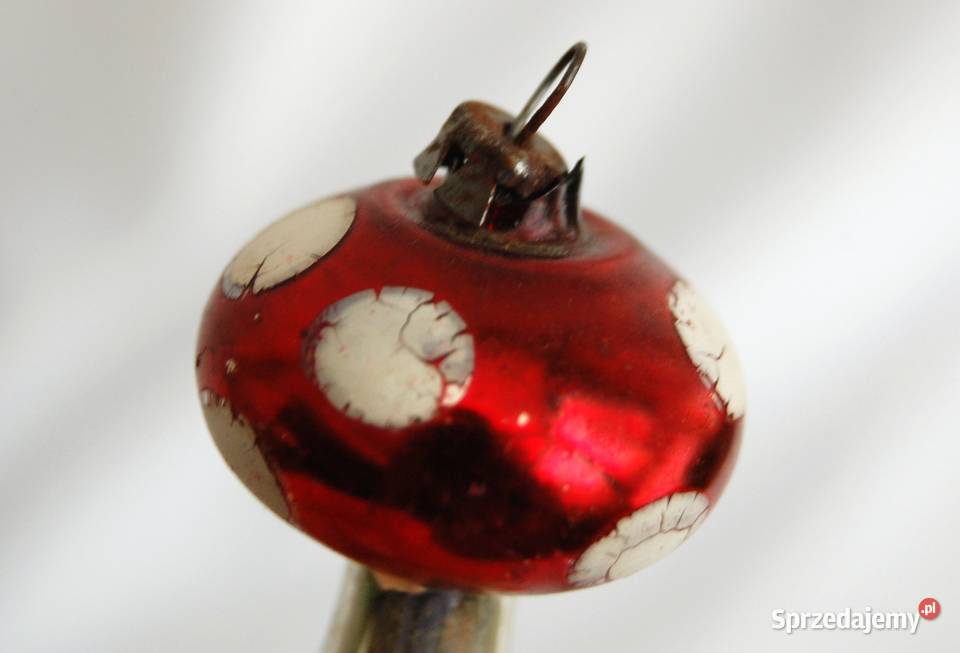 Stara bombka szklana ręcznie malowana muchomorek Lublin