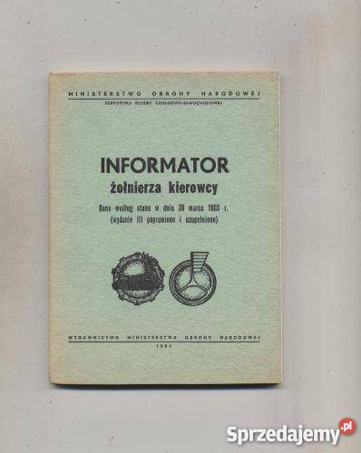 Informator żołnierza kierowcy Szczecin sprzedam