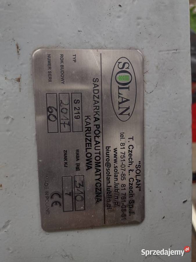 Sadzarka karuzelowa Solan 2 rzędowa nieuszkodzony Zbydniów