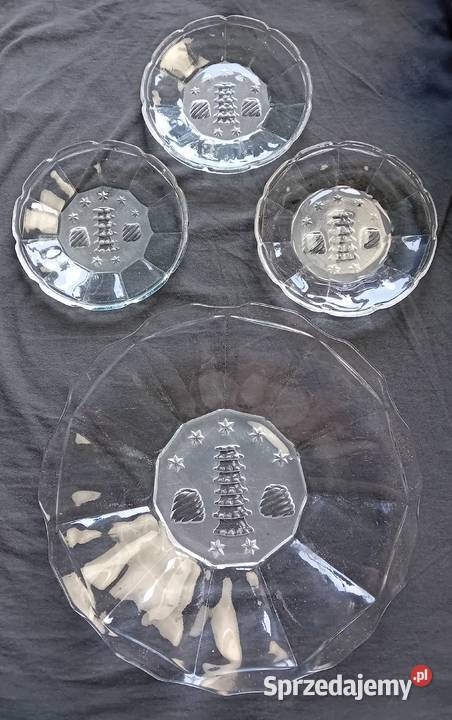 Zestaw art deco do ciasta patera 3 talerzyki