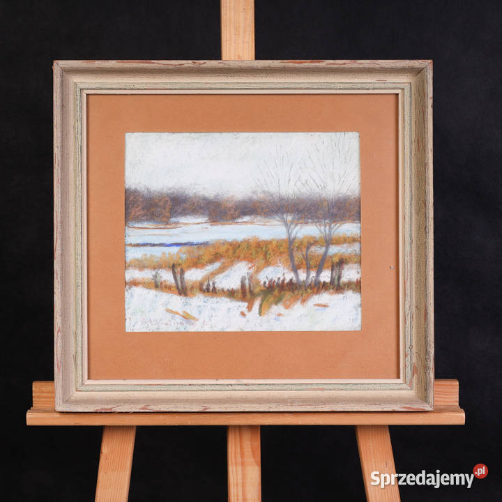 ARTexpert Zimowy Pejzaż Oryginalny Obraz Pastel Dobrzany