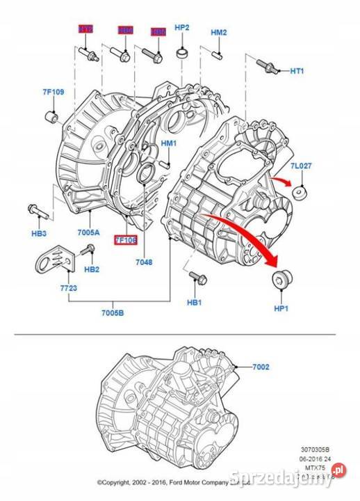 USZCZELKA SKRZYNI BIEGÓW FORD FOCUS 9805