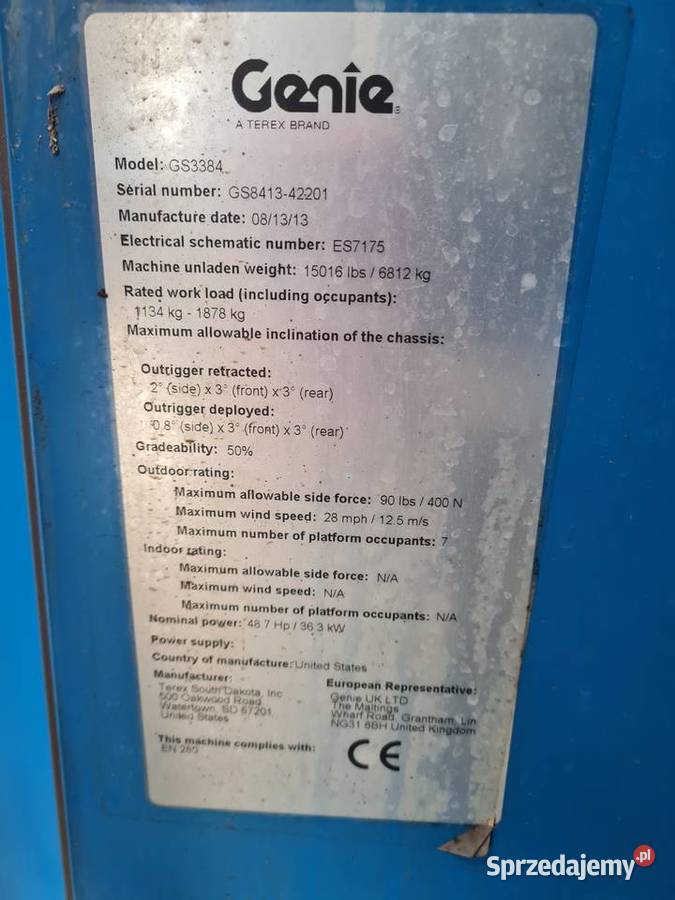 Podnośnik nożycowy spalinowy Genie GS3384RT wys małopolskie Dąbrowa Tarnowska