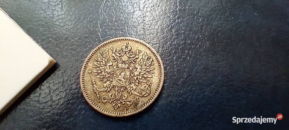 Stare monety 25 pennia 1909 Finlandia srebro Numizmatyka Lesko