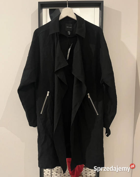 Czarny płaszcz trenchwaterfall na jesień wiosnę New Look Łódź sprzedam