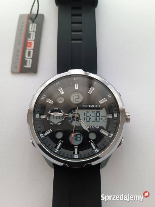 Zegarek męski analogowocyfrowy duża tarcza modny Zegarki i Biżuteria Chrzanów