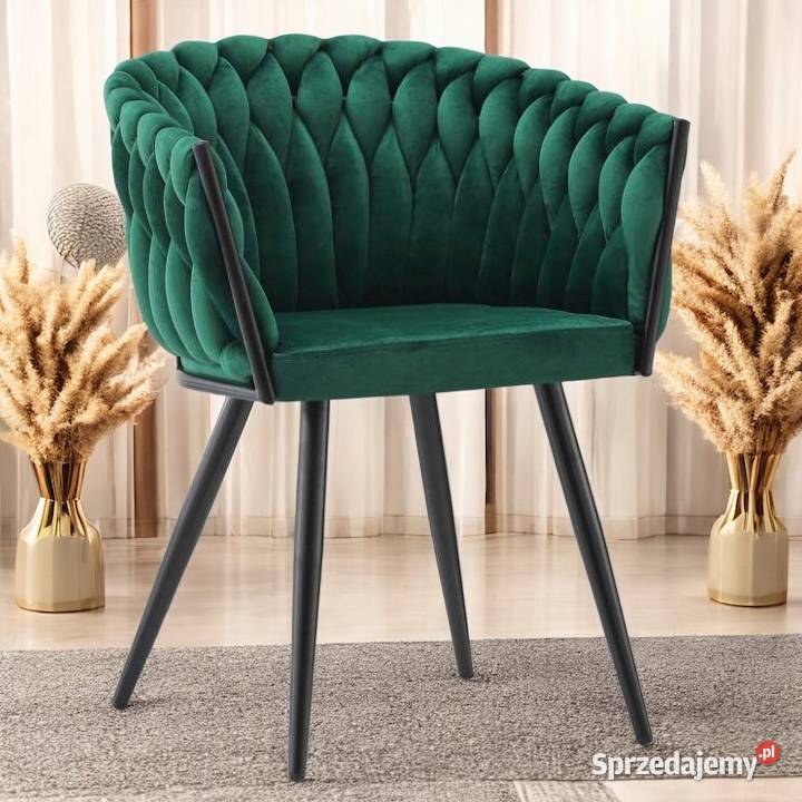 Krzesło Tapicerowane Rosa Butelkowa Zieleń Tarchały Małe