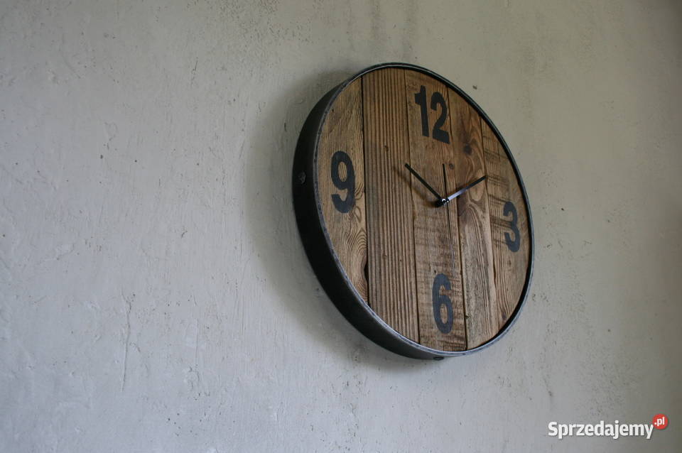 Zegar wiszący rustykalny loft industrialny ścienny Mielec