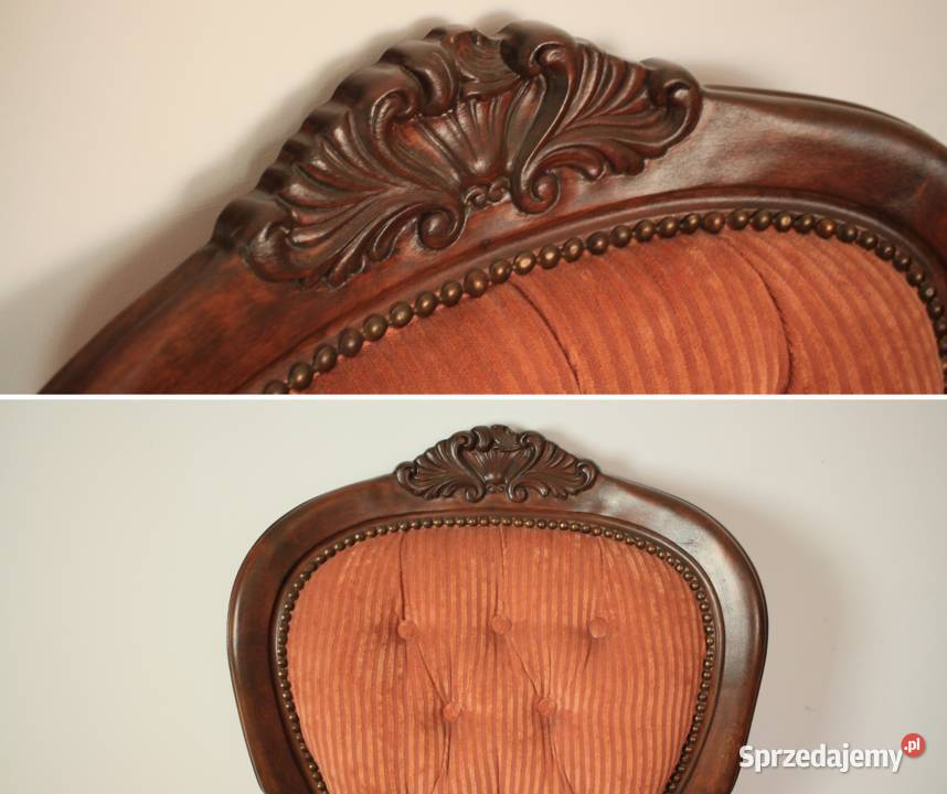 Pięknie zdobiony fotel klasyczny Pszczyna