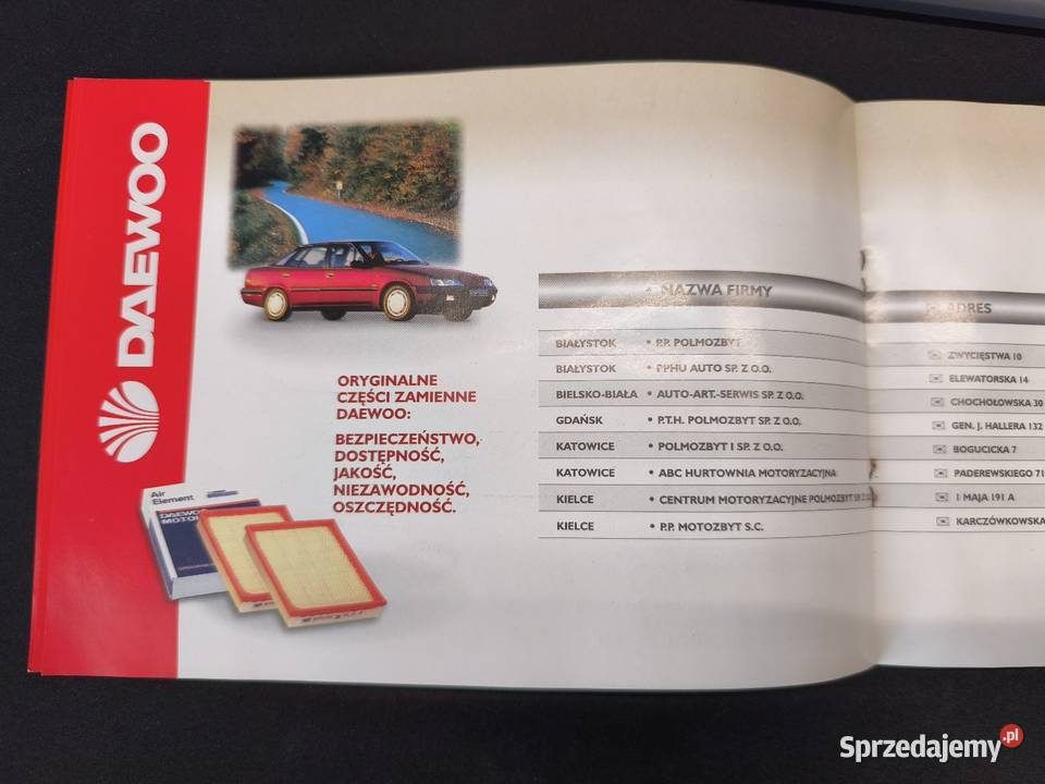Daewoo broszura części zamienne język Polski Pozostałe Nowy Sącz sprzedam