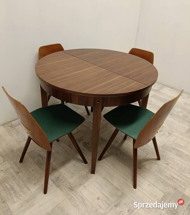 stół okrągły patyczak PRL rozkładany stary Radomsko