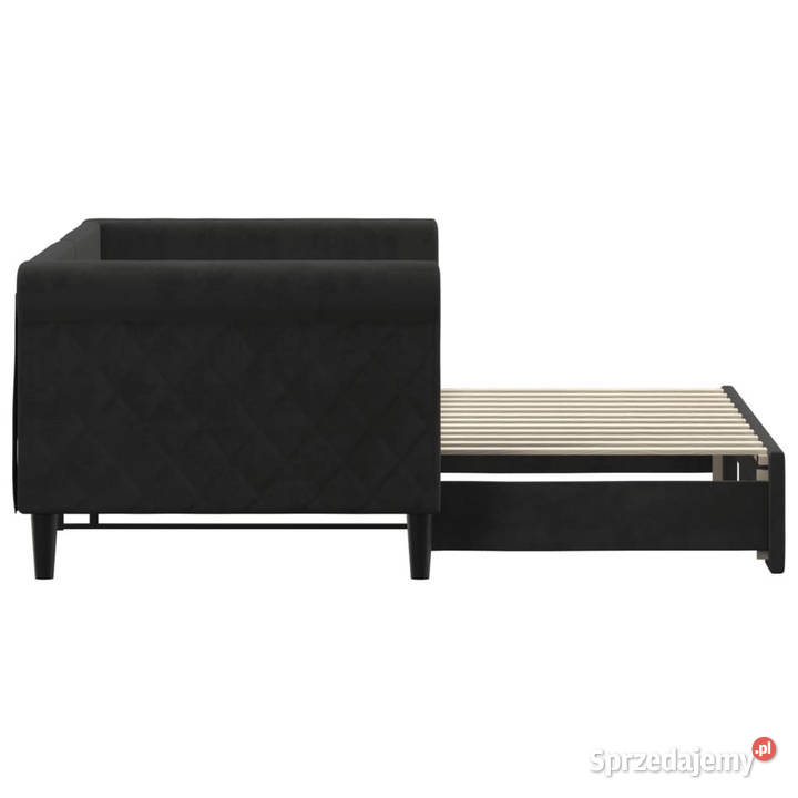 Sofa rozsuwana czarna aksamit 80x200 WM3197768 Warszawa