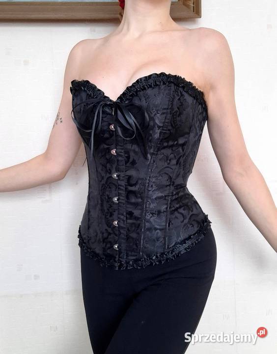 Czarny gorset gotycki wiązany z tyłu koronkowy czarny Kraków sprzedam