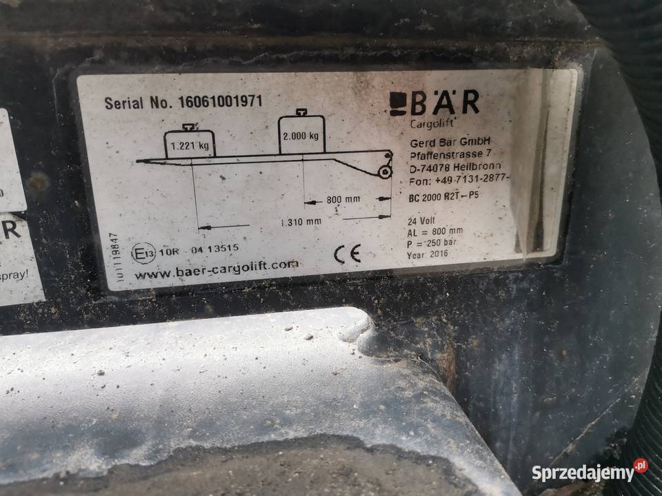 Winda bar 2t 2000 chowana z naczepy schmitz Pozostałe kujawsko-pomorskie Grudziądz