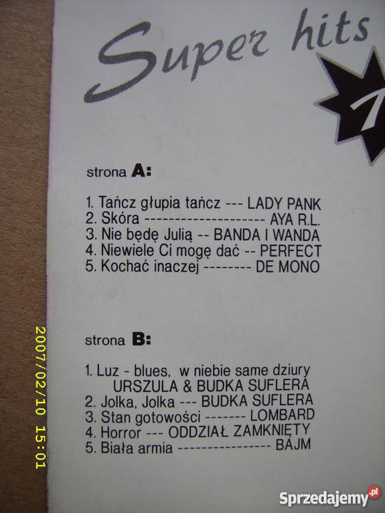 Skladanka kaseta POLISH ROCKSUPER HITS 1 kaseta Wołów sprzedam